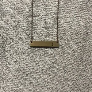 "j" Initial Gold Bar Necklace:))